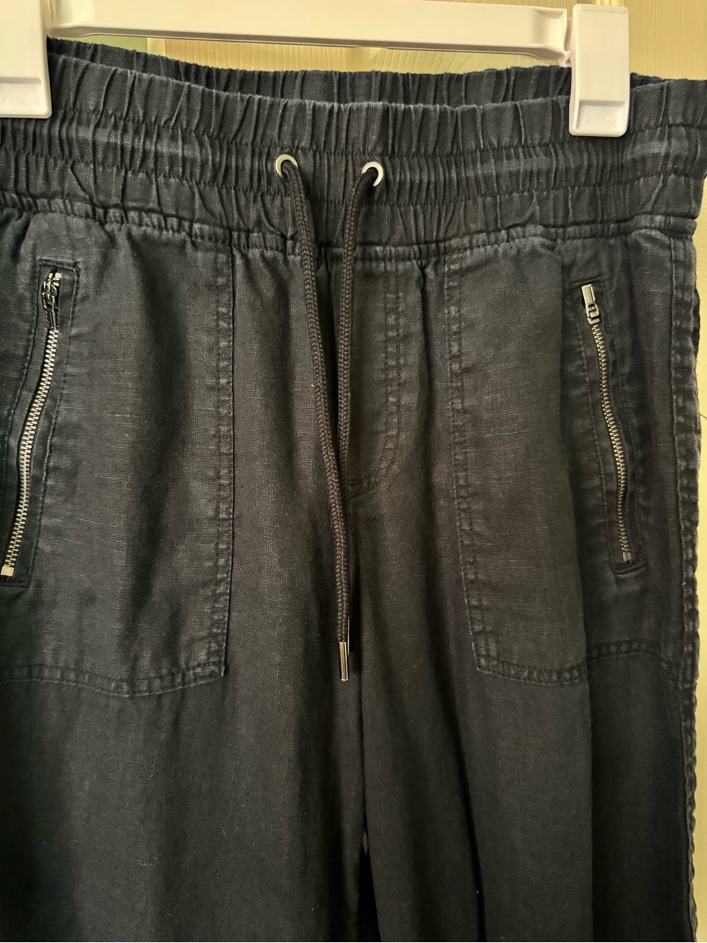 Athleta Cabo Linen Wide Leg Pants Black Size 8 SU22 #447244